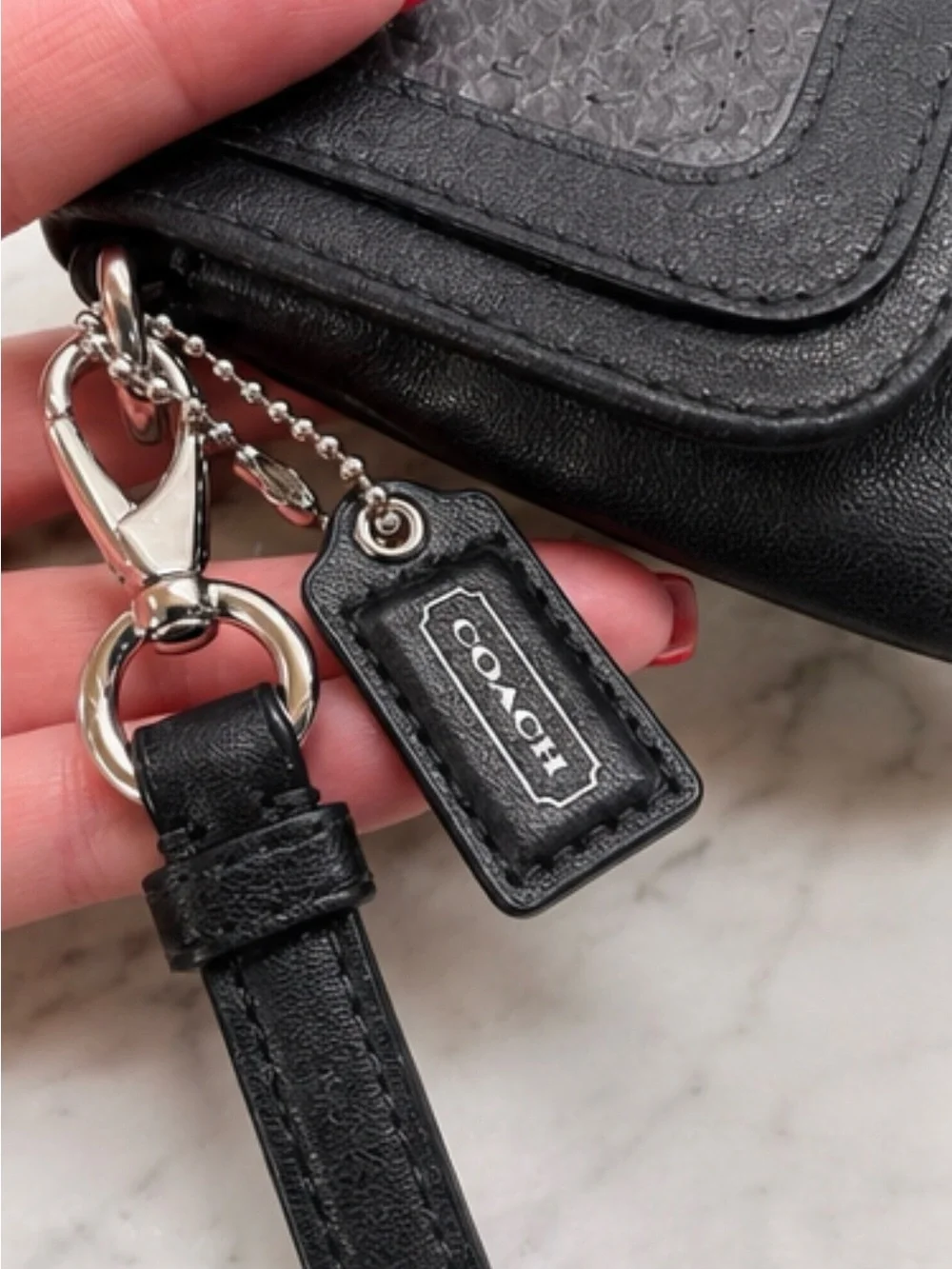 Coach Madison Python Embossed Leather Turnlock Wristlet Clutch Gray Black